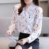 M-4XL Women Spring Summer Style Chiffon Blouses Shirts Lady Casual Long Sleeves Bow Tie Collar Printed Blouses Tops