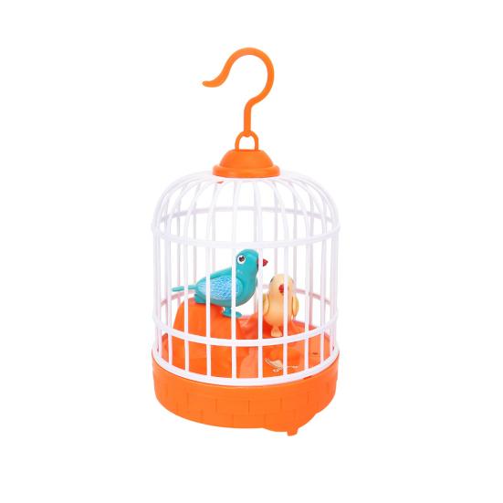 Kids Birdcage Toy with Sound Light Flapping Wings Detachable Hook Voice Control Funny Toddlers Educational Simulated Bird Model Toy Boys Girls Gift