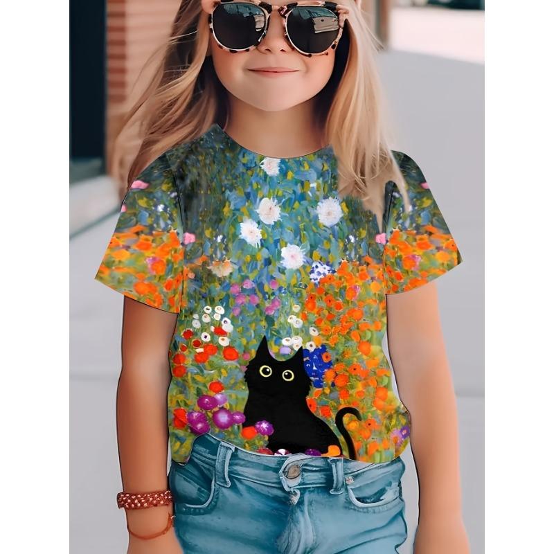 Children's Clothing Girl T-Shirt Short Sleeve 3D Cute Animals Print Kids Summer Clothes Fashion Round Neck Tee Boys T-Shirt Tops