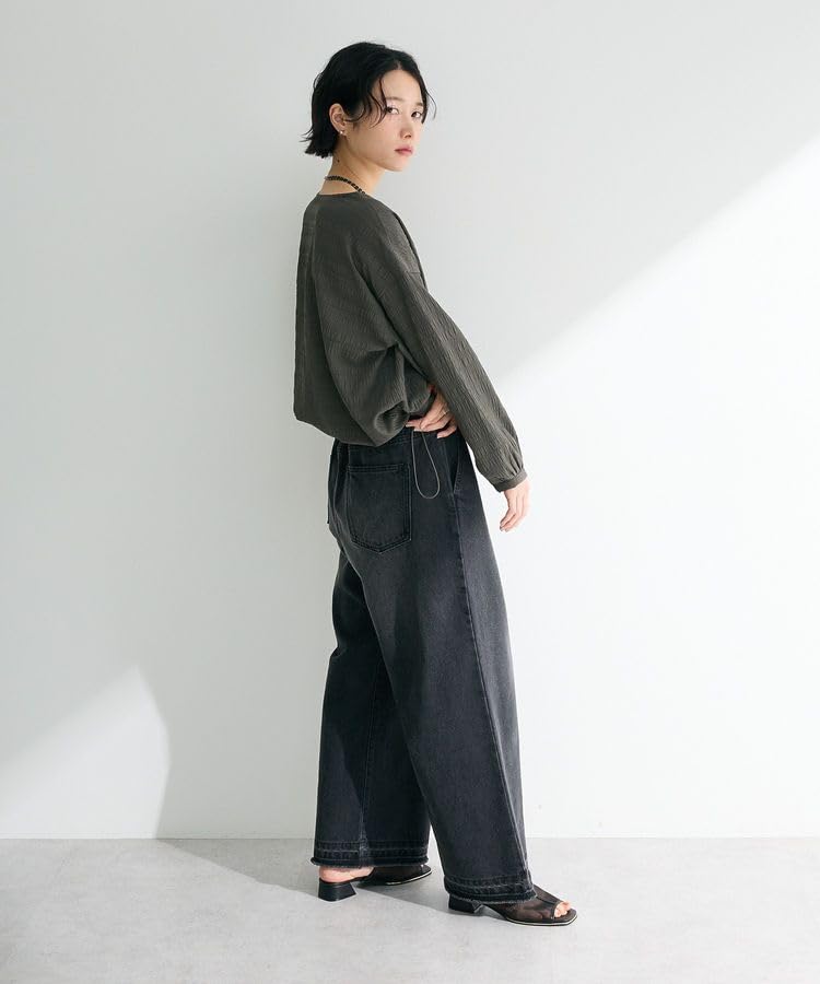 Green Parks Gray Pullover Sweater with Drawstring Hem and Long Sleeves Women's