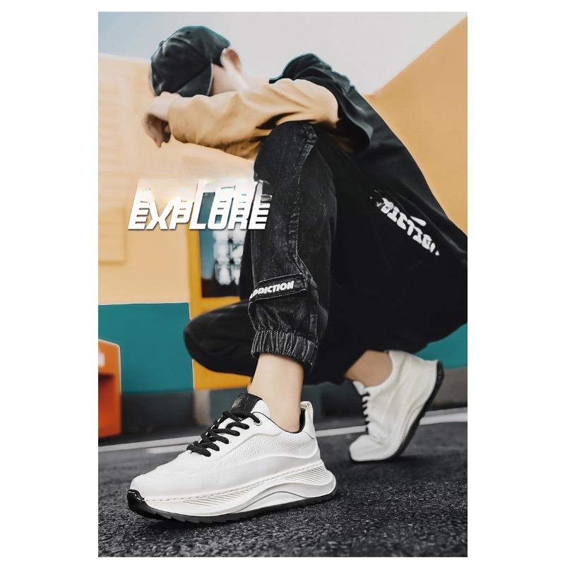 Men's Shoes,Leather Sports Casual Shoes,Korean Version of The Height of The Old Dad Tide Shoes