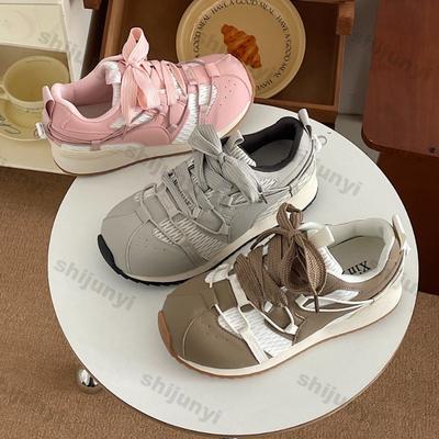 Damen Sneaker Herbst Leicht Rutschfest Weiche Sohle Laufschuhe Bequem Überkreuzt Höhenerhöhend Freizeitschuhe