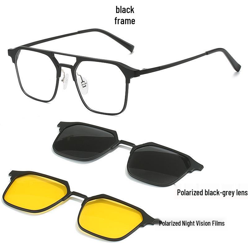 Men s Night Vision Polarized Sunglasses 8603 with Magnetic Clip-on Myopia Frame.