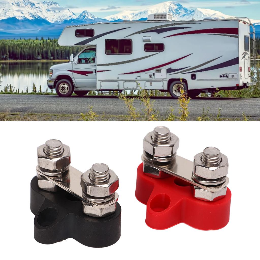 1 Pair 48V Battery Power Stud Stainless Steel Post Bus Bar Terminal Block for Truck RV Boat