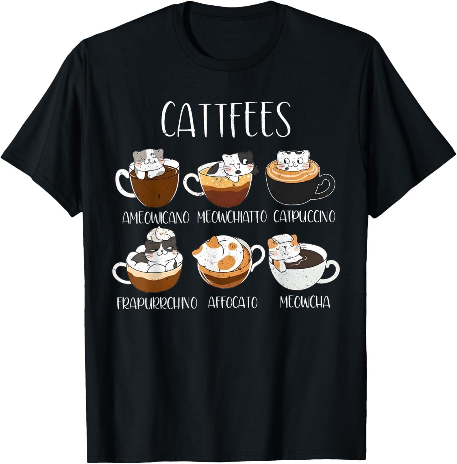 Cats Coffee Lover Funny Caffeine Quote Cattfees Cute Cat Gift Unisex T-Shirt S разноцветный