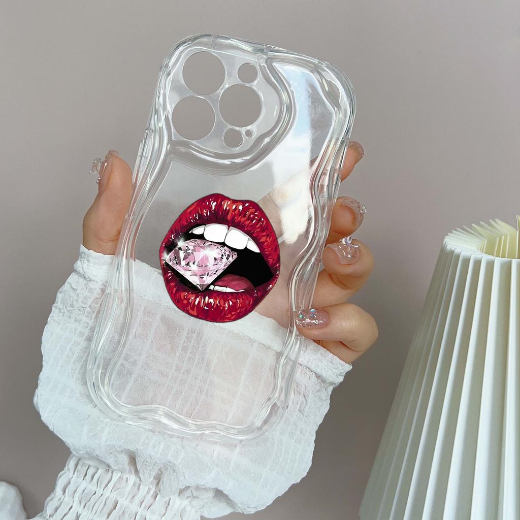 LZ20 Lips kiss design Clear Soft Wave Phone Cases for iPhone 15 13 Pro Max 12 mini 14 8 Plus XS Max XR 6 Protection Back Cover