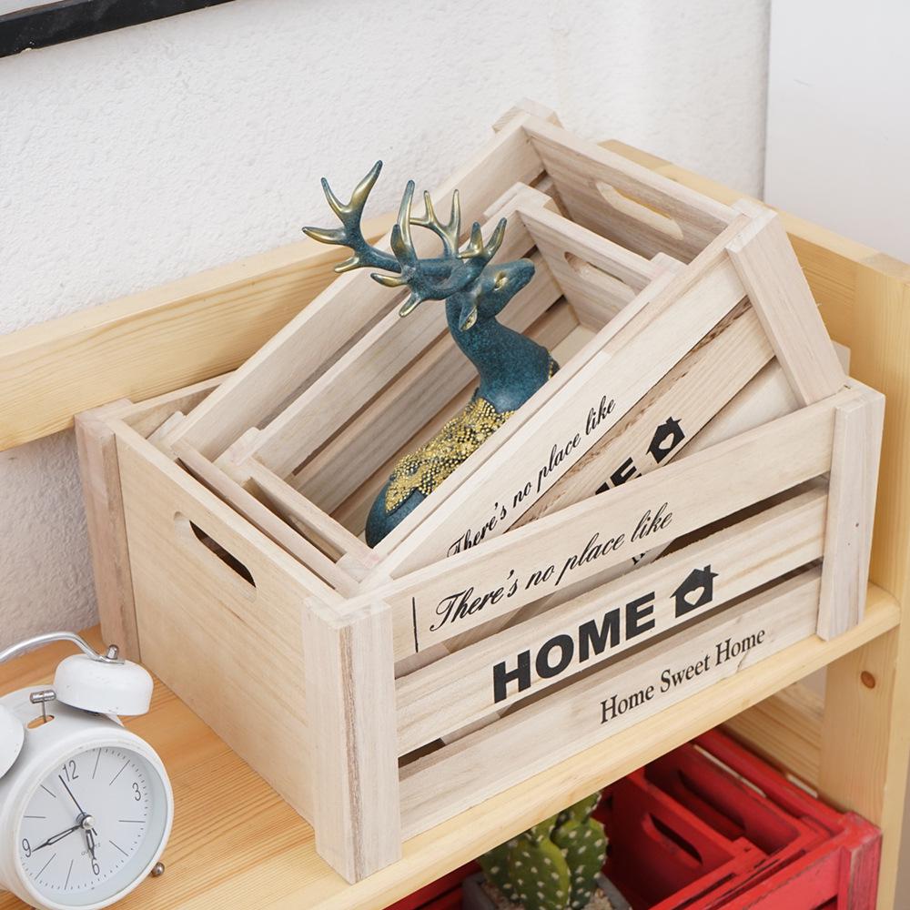Vintage Weathered Wooden Slat Display Box for Decorative Props and Weddings