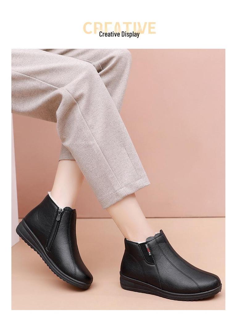 Women's Winter Non-Slip Soft Sole Boots - Warm Velvety Cotton for Middle-Aged and Elderly