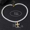 European and American Style Imitation Pearl Cross Necklace - Simple, Retro, Light Luxury Clavicle Chain, Unisex Fashion Accessory.