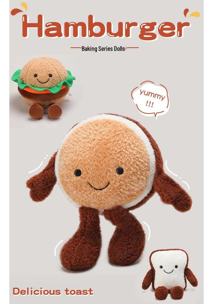 Trendy Plush Toy: Baking Egg Tart Bagel Burger Toast Doll Ornament for Kids