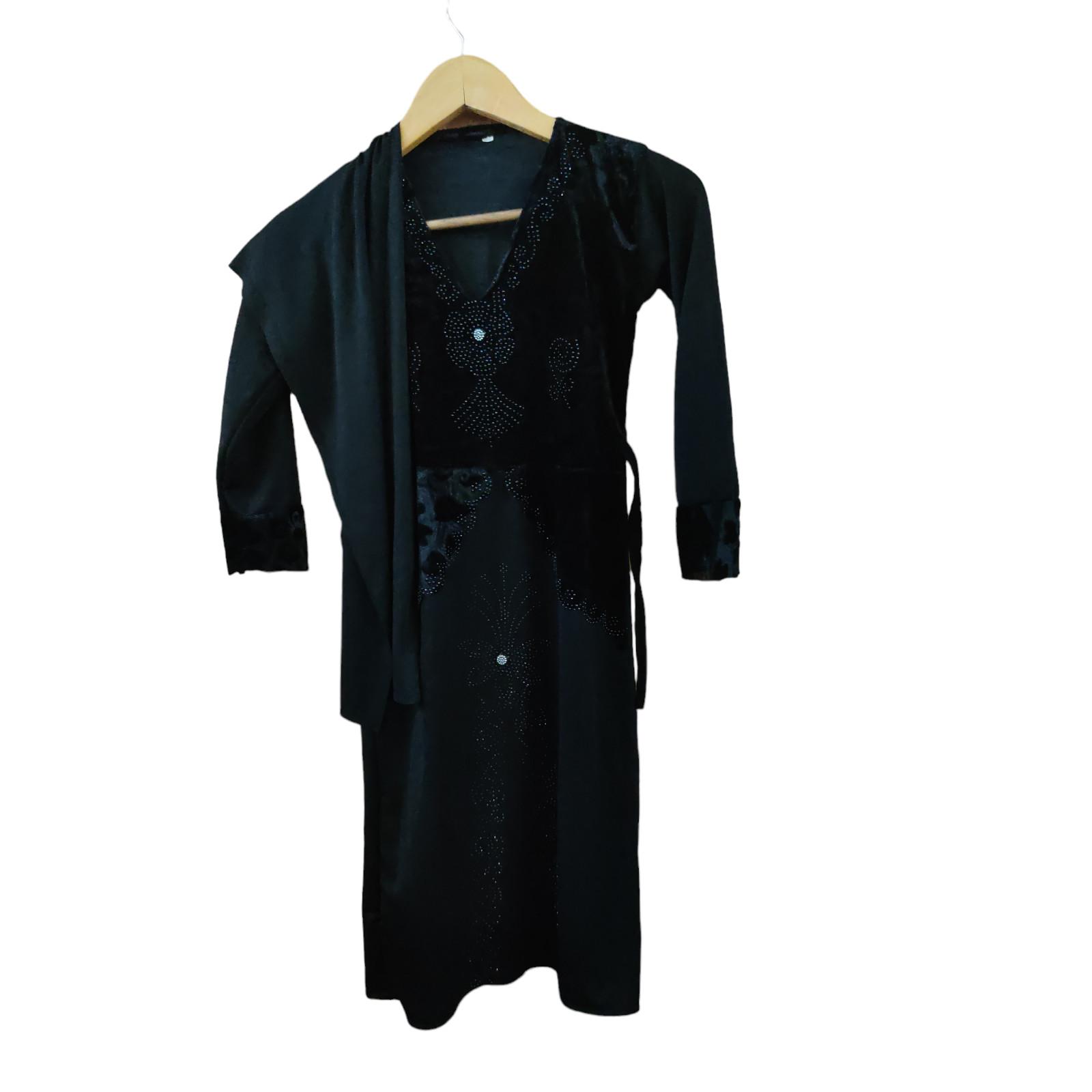 

@ Muslim Traditional Fancy Black Burqa For Kids With Hijab MJ-242-60%OFF