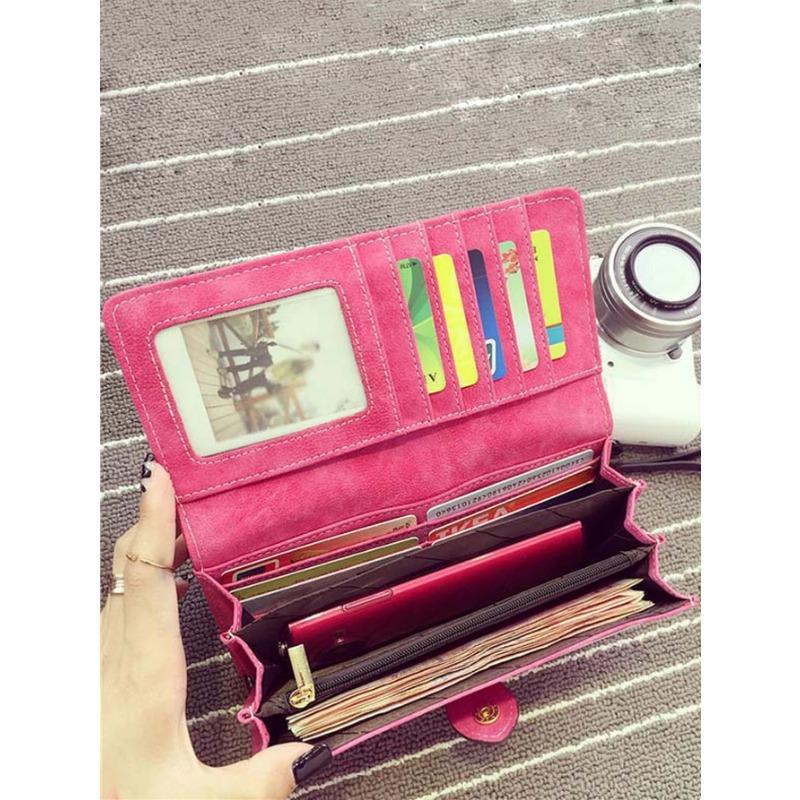 Elegancki, długi portfel damski w stylu vintage z wieloma przegródkami na karty, ze skóry PU, uroczy, wszechstronny, podwójnie składany, miękki skórzany portfel na karty kredytowe