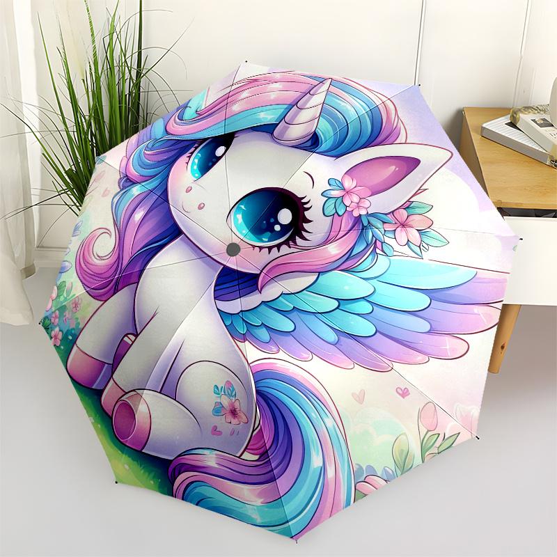 

Unicorn Fantasy Theme 8 Bone Hand Automatic Folding Fashion umbrella, Compact and Portable Design, A Perfect Gift for Birthday, Christmas or