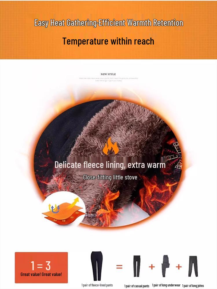 Women's Warm Winter Pants - Middle-Aged & Elderly, Thick Velvet & Lamb's Wool, Loose Fit, Cotton, Grandma Style