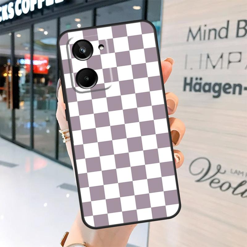 Checkerboard Checkered Board Case For Realme 15 14 13 12 11 Pro Plus GT6 GT7 Pro C55 C51 C35 C53 C61 C65 C67 C63 C71 C75
