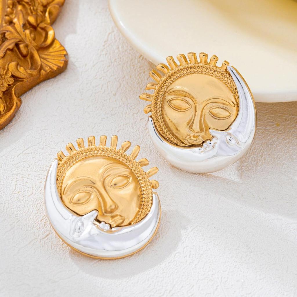 European-American Sun & Moon Earrings: Stylish, High-End, French Luxury Design