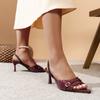 2025 New Pointed Toe Sexy Mid Heels Party Sandals Women Gladiator Sexy Sandals Designer Summer Brand Pumps Dress Sandals Women