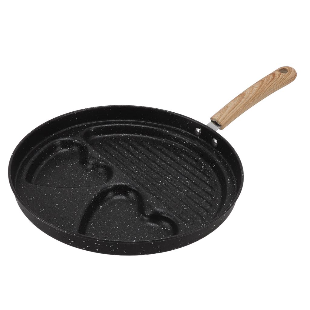 Egg Steak Divided Frying Pan 3 in 1 Multifunctional Prevent Stick Egg Beef Steak Cooker Pan for