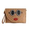 Handmade Straw Beach Shoulder Crossbody Bag Girls Envelope Woven Summer Small Hair Ball Cluth