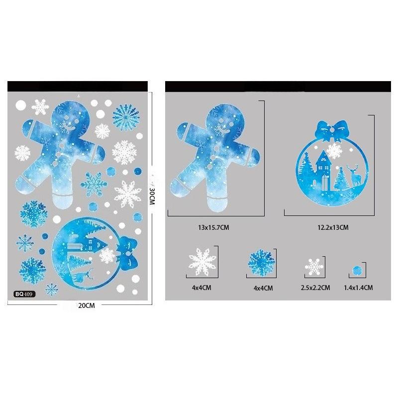 1 folha de adesivos de vidro estáticos de floco de neve, decoração de feliz Natal, decoração para casa, adesivos de janela de floco de neve, papel de parede de ano novo