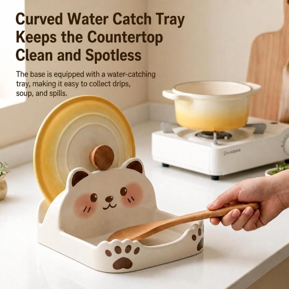 Bear Shape Design Lid Holder Non-Slip Pot Lid Rack Kitchen Counter Organizer  Kitchen Counter