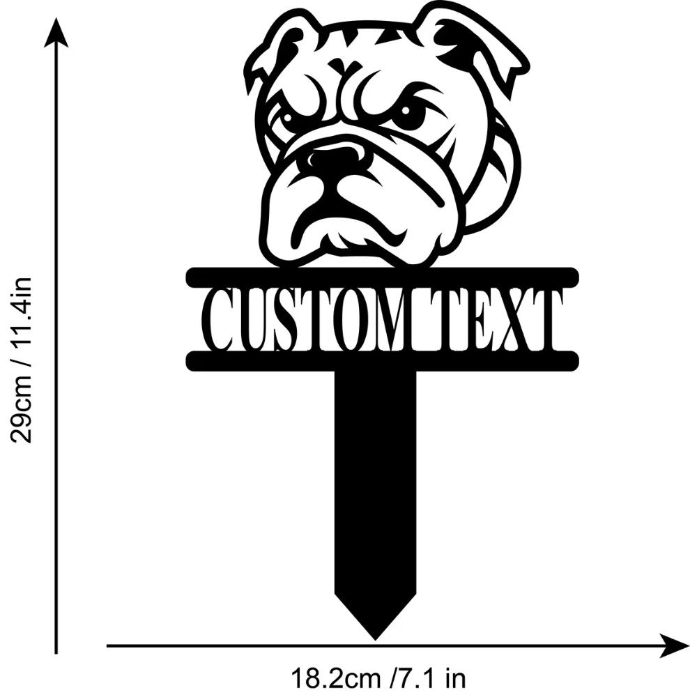 Custom Bulldog Yard Stake with Name, Metal Garden Sign for Dog Lovers, Personalized Pet Memorial