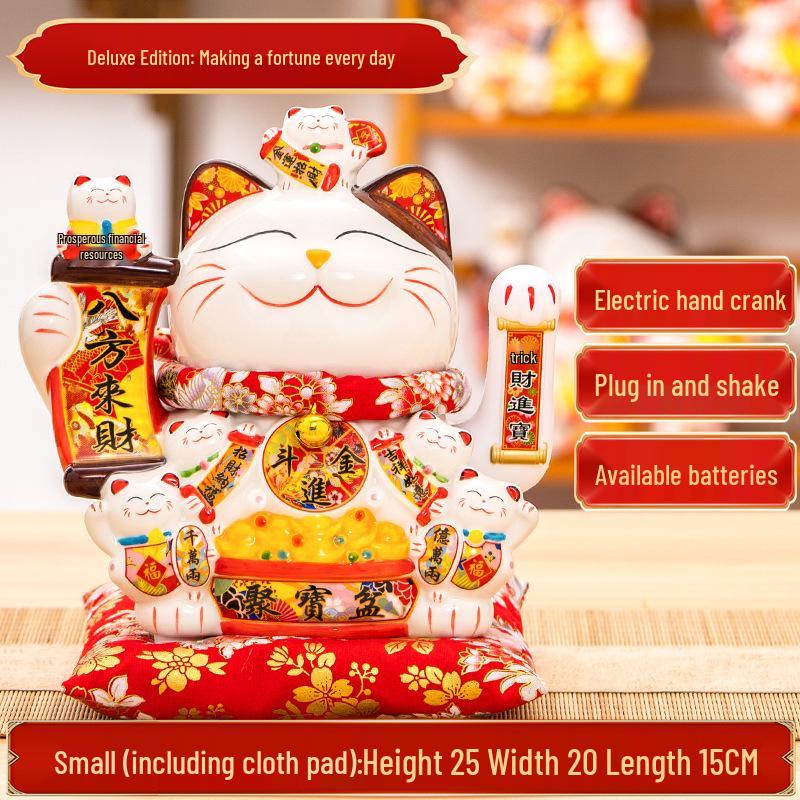 Large Waving Hand Lucky Cat Ornament - Cashier Desk Home Decor Gift
