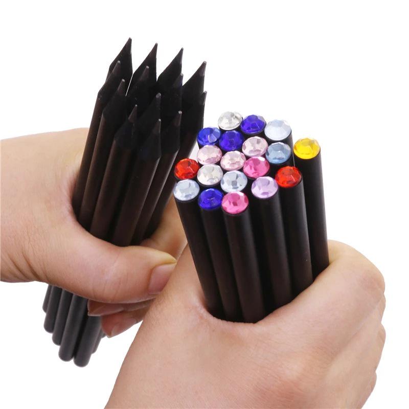 Eco-friendly Student Gift Pencil - Diamond HB Black Wood, Customizable Logo, Hot Selling Practice Pencil for Children