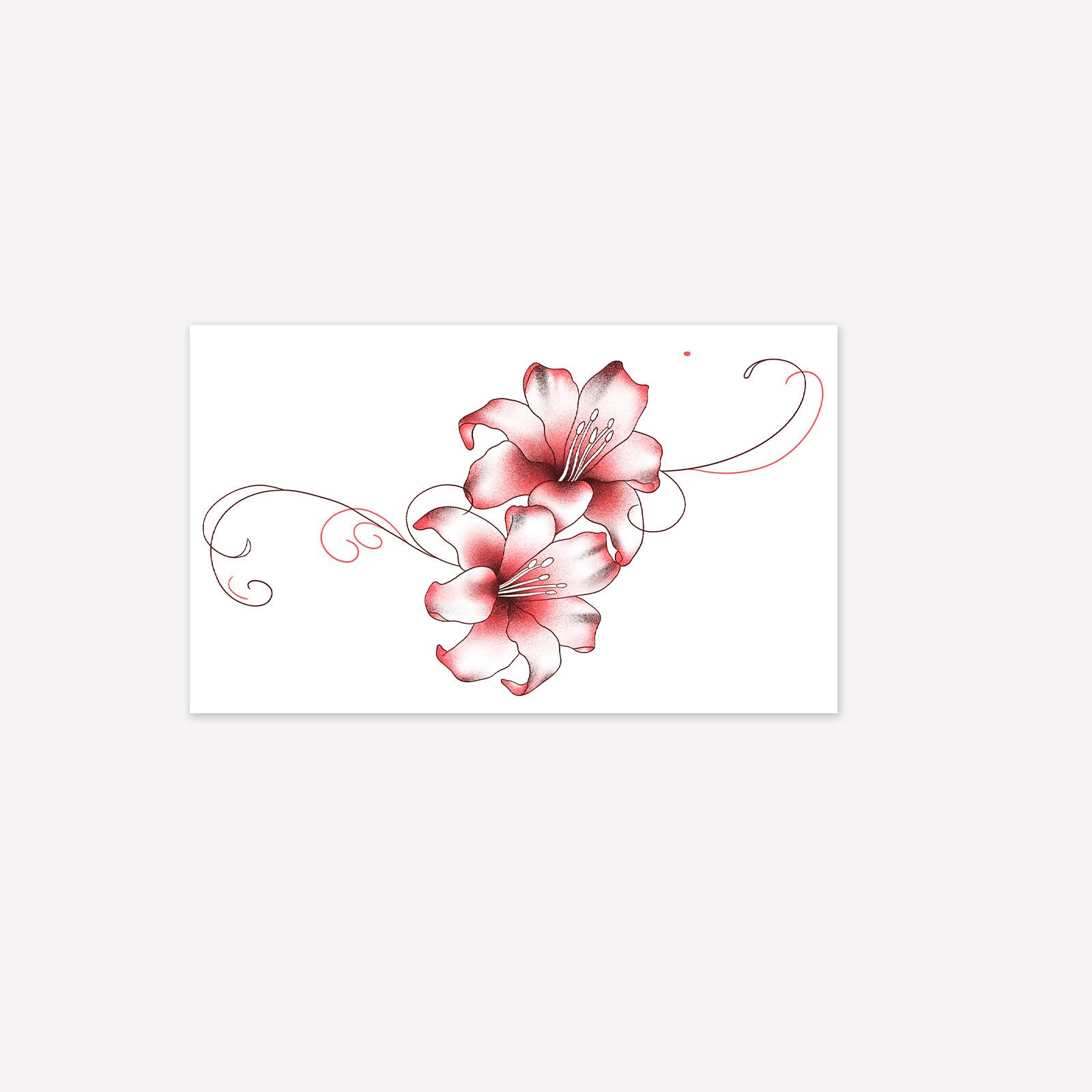 High Value Personality Simple Red Flower Waist Tattoo Sticker 15*9