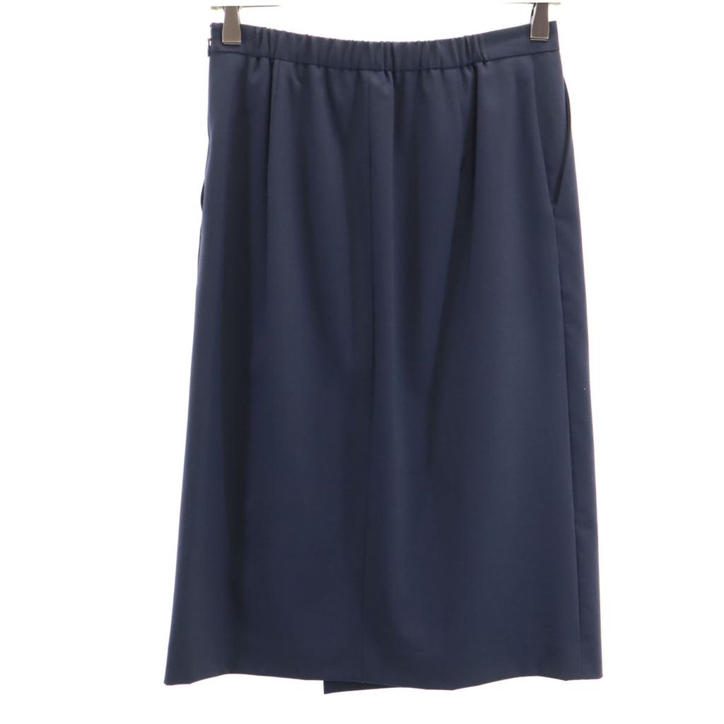 green label relaxing wool blend Midi length Wrap skirt 38 Navy Women Used