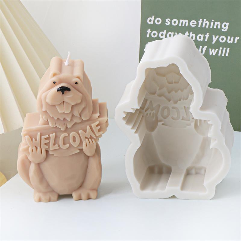 3D Cute Cat And Dog Silicone Candle Mold DIY Cartoon Animal Sheep Beavers Scented Home Candle Chocolate Cake Decor