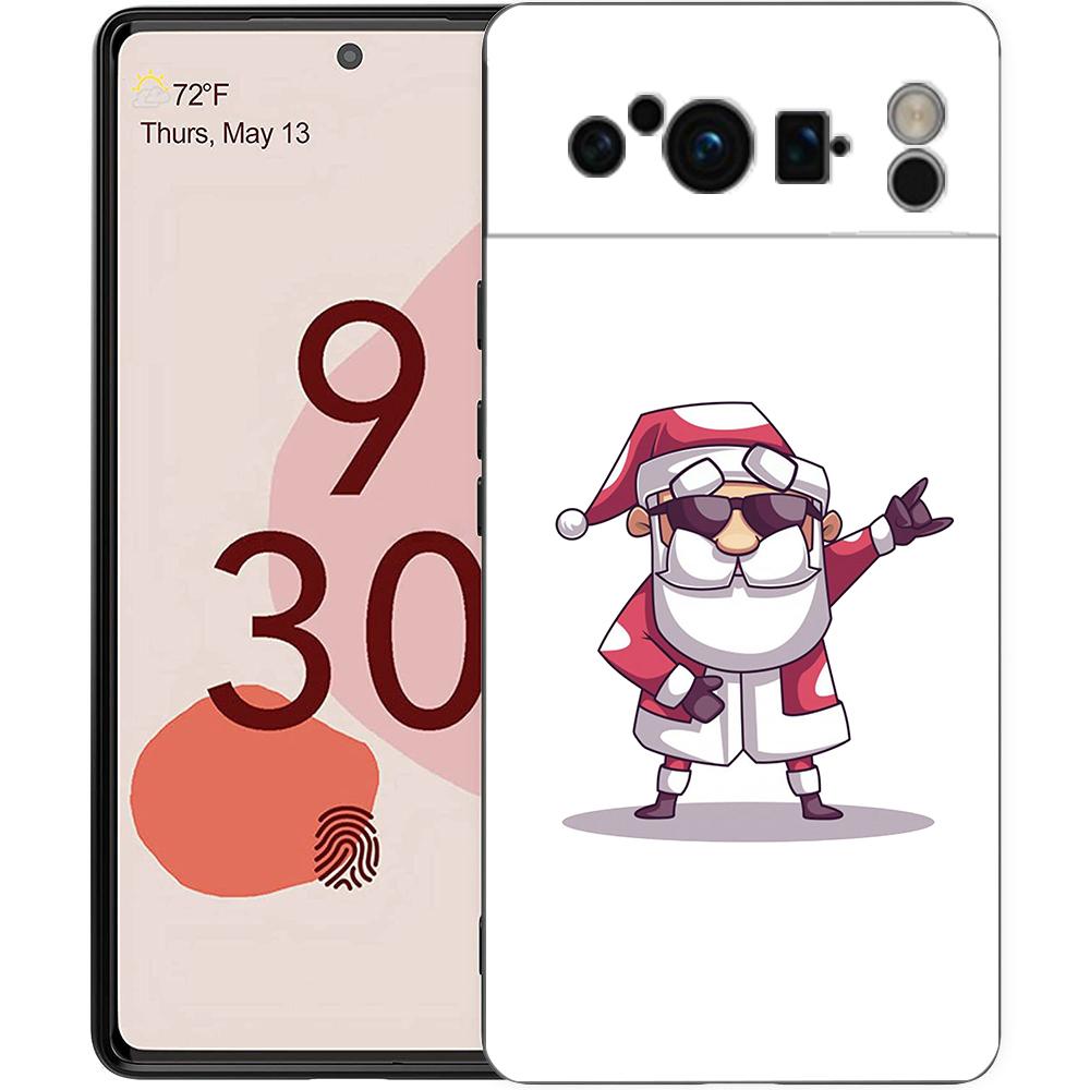 Funny Cartoon New Year Christmas Santa Phone Case For Google Pixel 9 8 7 6 Pro XL 8A 6A 7A 5G Soft TPU Black Cover Fundas