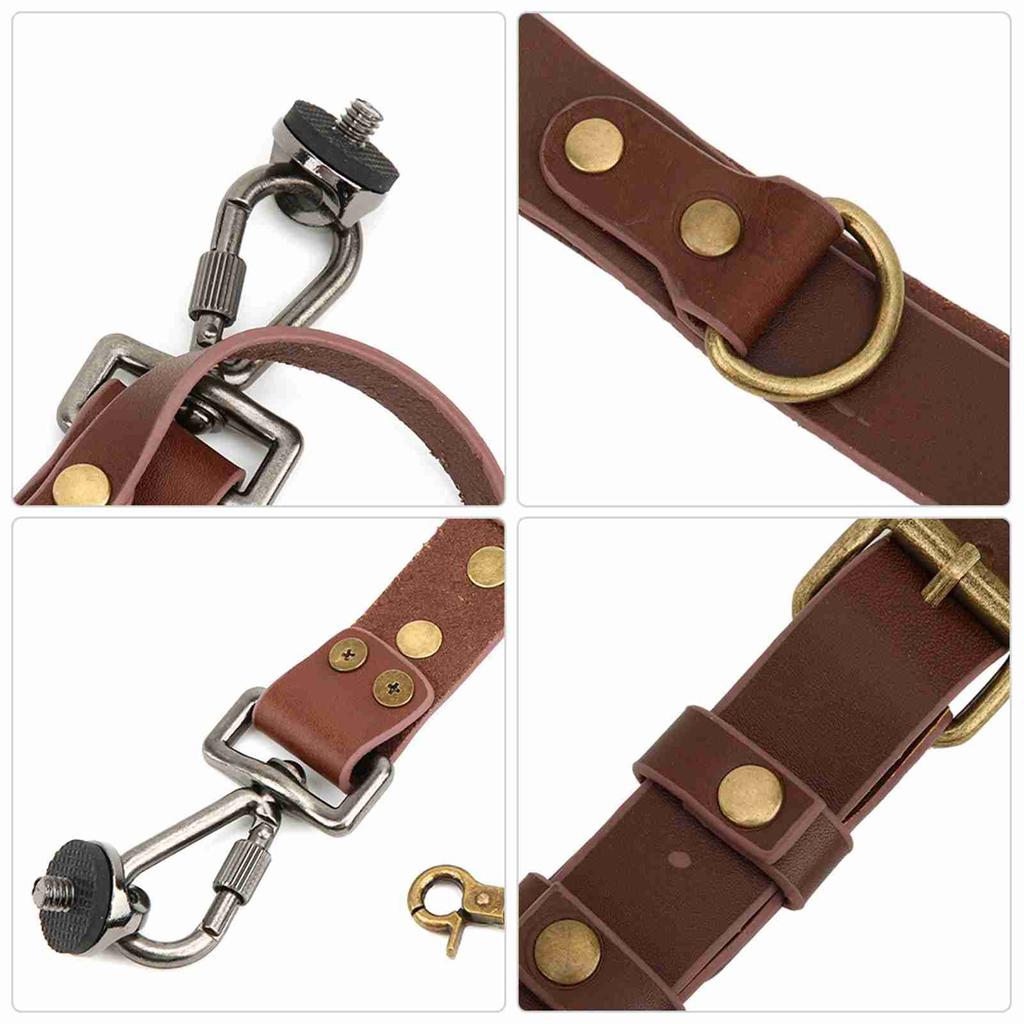 Adjustable Dual Leather Rivet Double Shoulder Digital Camera Shoulder Strap Harness Accessory