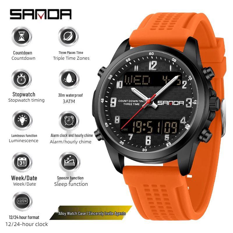 SAND Men's Multifunction Outdoor Sports Watch - 50M Waterproof, Luminous, with Snooze and Countdown Timer