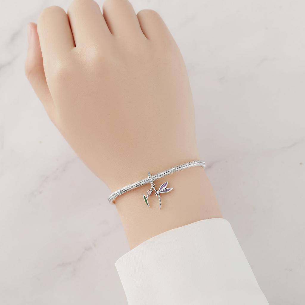 Original Copper Charms Luxury Tulip Dragonfly Insect Pendant Beads Fit Bracelet Diy Women Making Delicate Gift