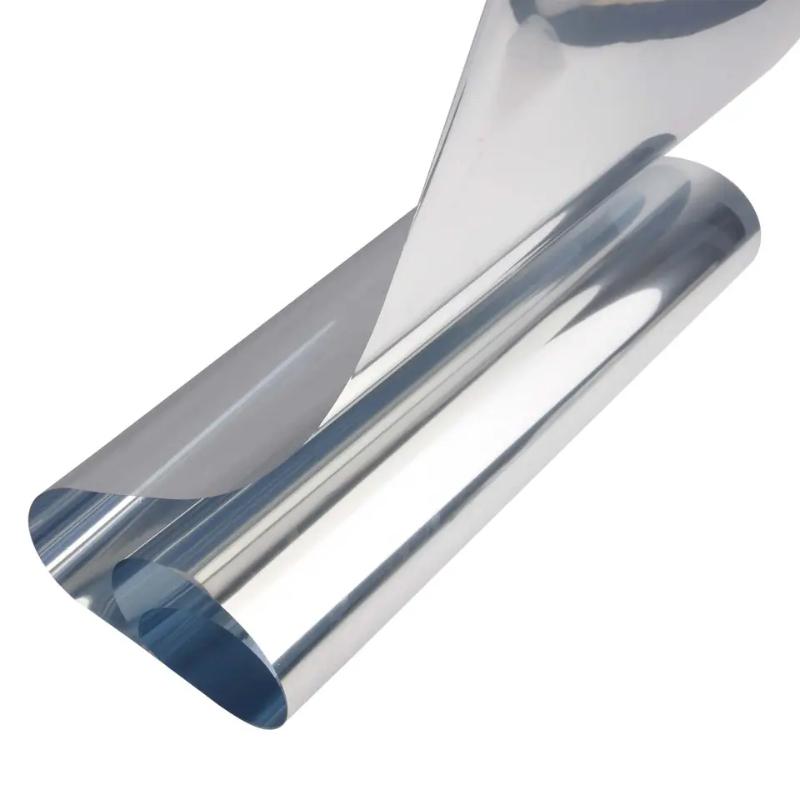 

Зеркальная оконная пленка Односторонняя ПЭТ Солнцезащитная Светоотражающая Самоклеящаяся Солнечная пленка Контроль тепла Приватность Защита от УФ-лучей 45x200cm серебряный