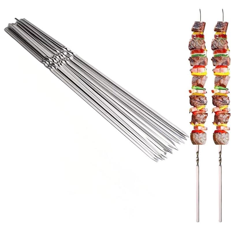 SMVP Stainless Steel Semi-Automatic Double-Prong BBQ Skewers (50-Pack)