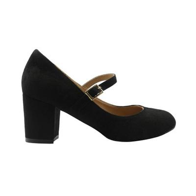 Womens/Ladies Araceli Suede Wide Block Heel Mary Janes