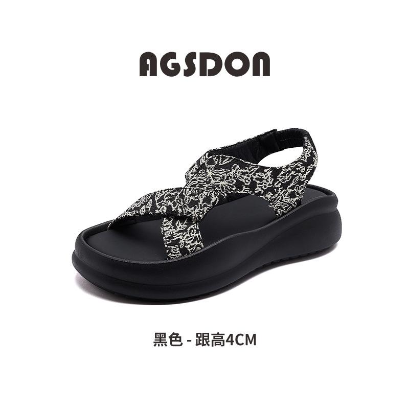 Augustine platform sandals women's summer wear 2025 new comfortable sports black casual Roman beach shoes