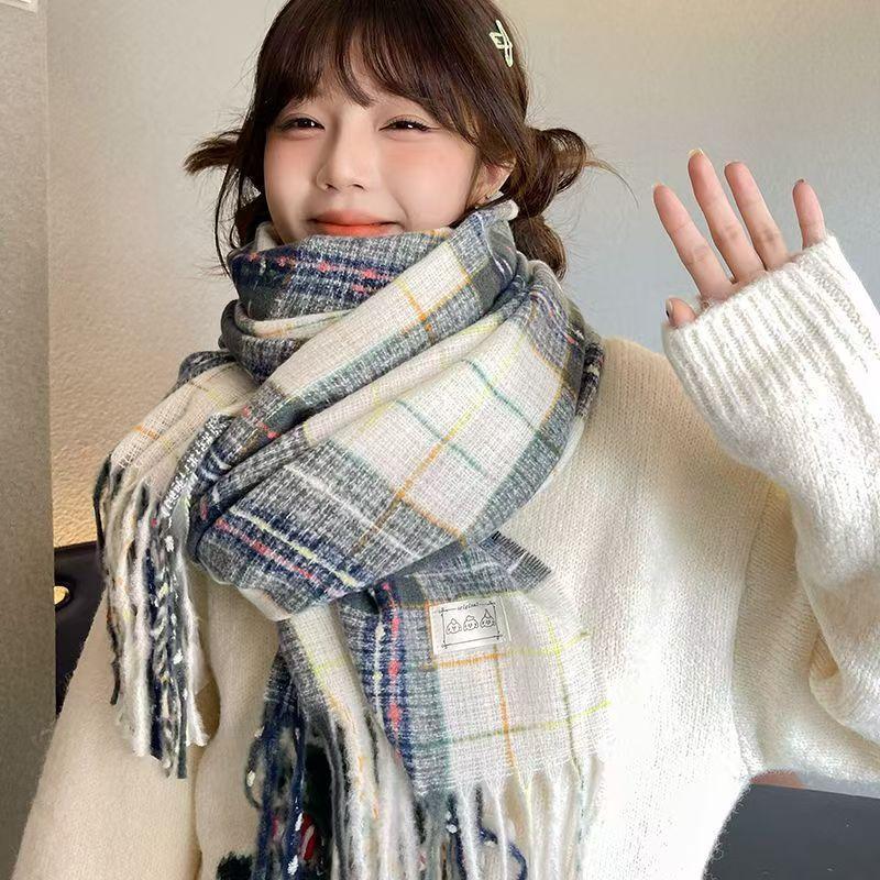 Scarf Men's Winter New Versatile Korean Version Plaid Scarf Women Give Boyfriend Gifts Couple Scarf To Keep Warm