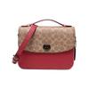 Cassie Monogram Color Block Flap Canvas And Leather Messenger Bag Women Bags Brown Yellow Red 74091-V5P22