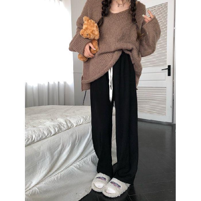 Autumn Soft Glutinous Walk Pants Gentle Casual Pants Women Loose Slimming Wide-leg Long Trousers