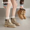 Augustine Platform Martin Boots Women's 2025 New Autumn Retro Rhubarb Boots British Style Tooling Knight Short Boots