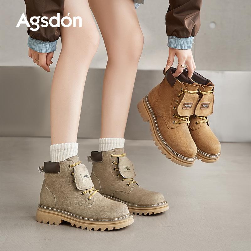 Augustine Platform Martin Boots Women's 2025 New Autumn Retro Rhubarb Boots British Style Tooling Knight Short Boots