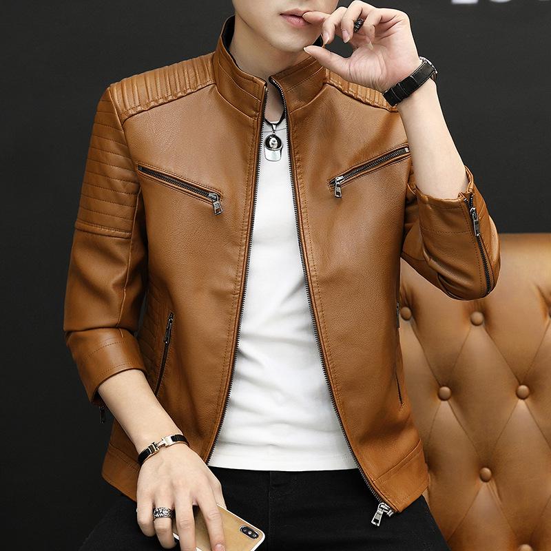 Men's Slim Fit PU Leather Jacket - Spring & Autumn Fashion Trend