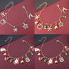 Creative European American Snowman & Santa Claus Christmas Bracelet with Bell & Wreath Pendant