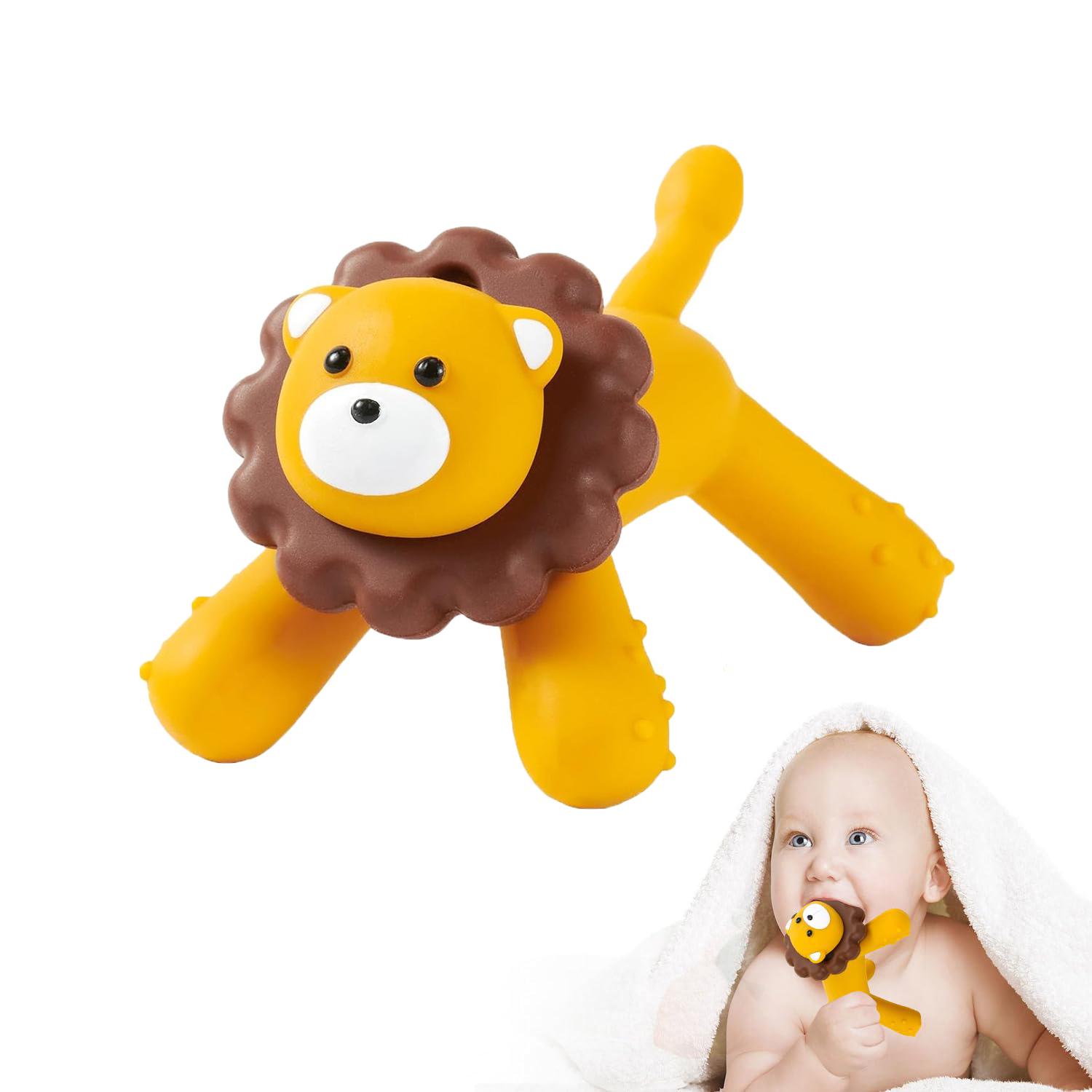 

1Pc Lion Baby Teether Toy, Baby Silicone Teething Toy For Infant Toddles 0-6 Month, Bpa-Free Baby Teething Toys For Shower Gifts