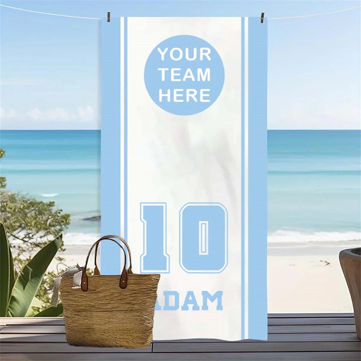 

Sport Team Beach Towel with Badminton Tennis Club Logo Volleyball Soccer Design for School Teams Gift W40*H60(CM)