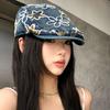 Ethnic Style Embroidery Flower Forward Hat Y2k Glitter Beret Casual Cadet Cap  Outdoor