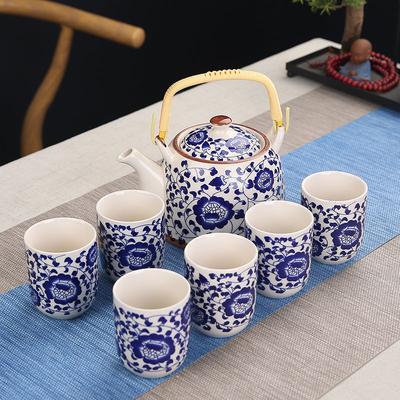 1 Kanne 6 Tassen Kreatives Keramik-Teeset Handgemachte Teekanne Tasse Chinesisches Porzellan Geschenk GungFu Blumentee Teegeschirr Büro Reise Teegeschirr